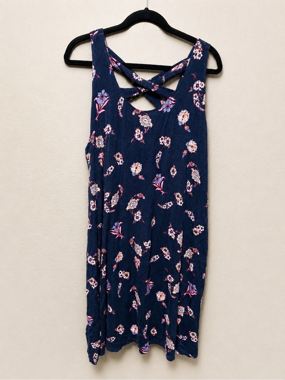 Maurices Navy Floral Crisscross Tank Dress
